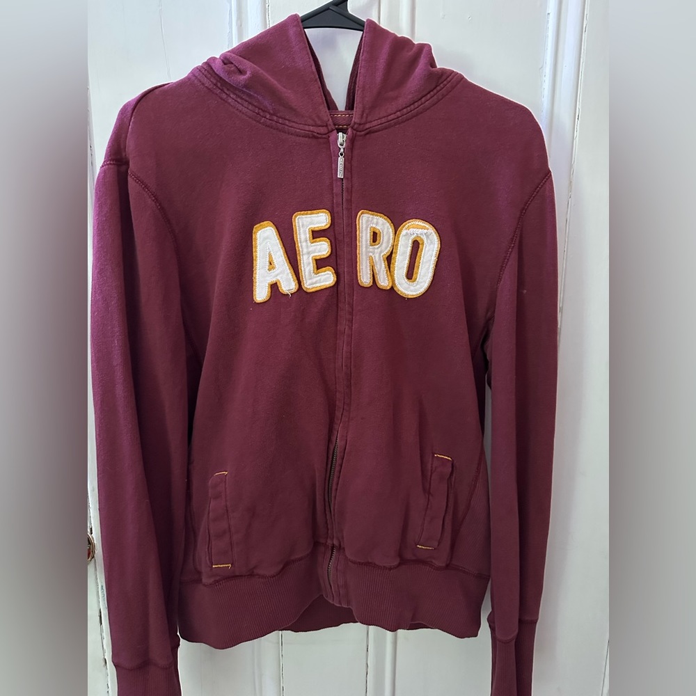 Aeropostale zip up hoodie size XL yellow lettering